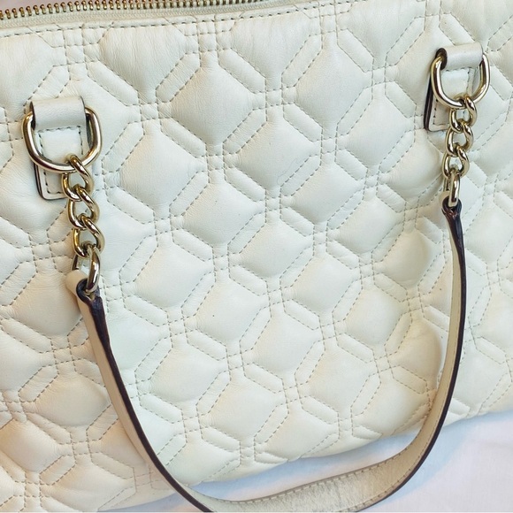 Kate Spade Cream Quilted Tote with Gold Chain Details - Picture 9 of 11